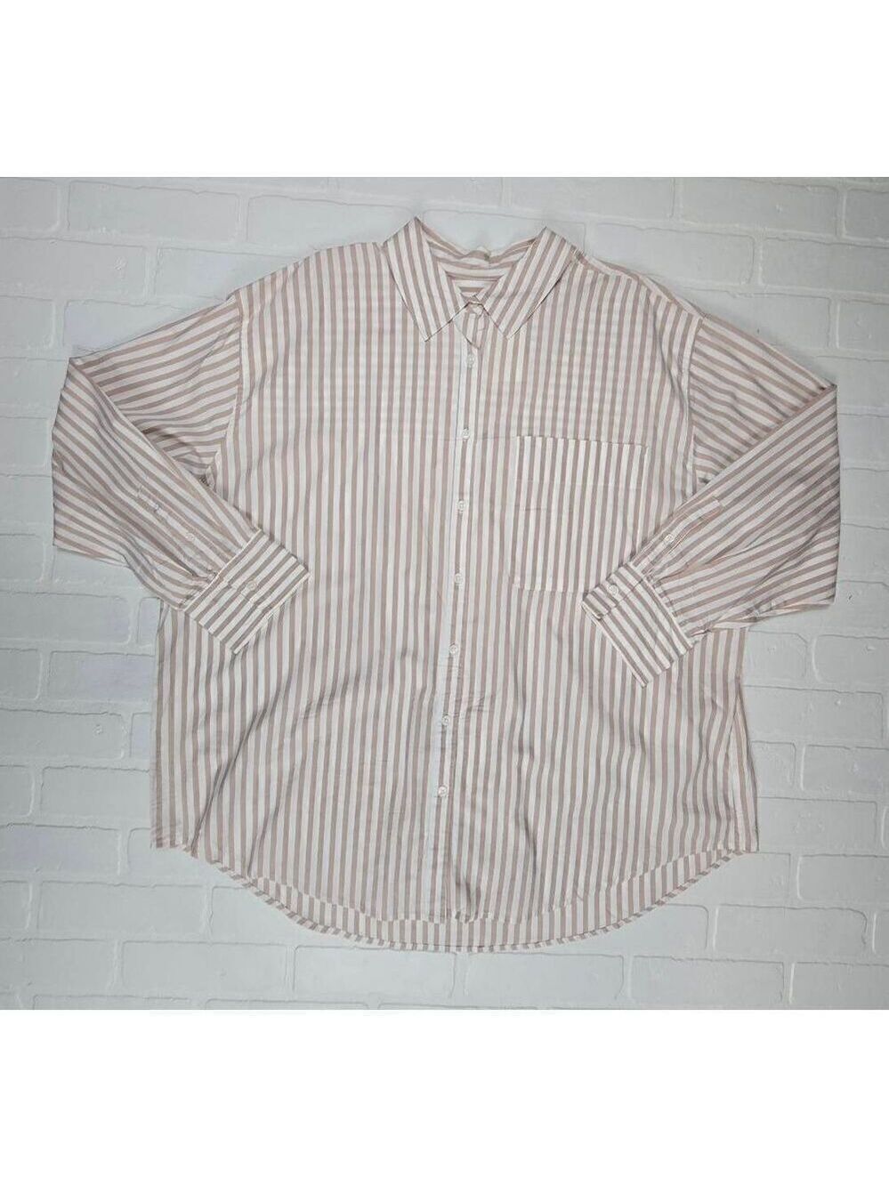 A new day Cream Striped Collared Shirt XXL